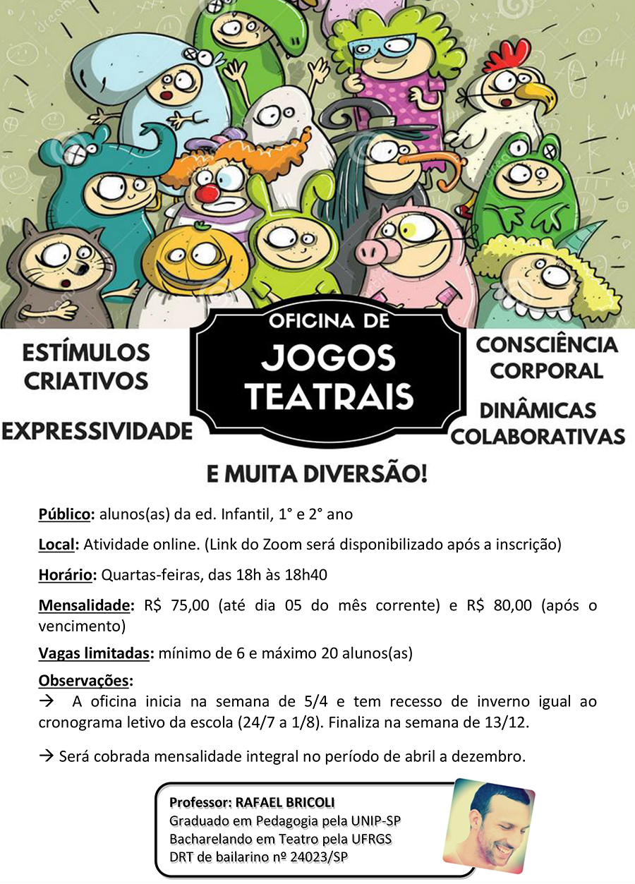 Oficina de Jogos Teatrais - online - Escola Projeto