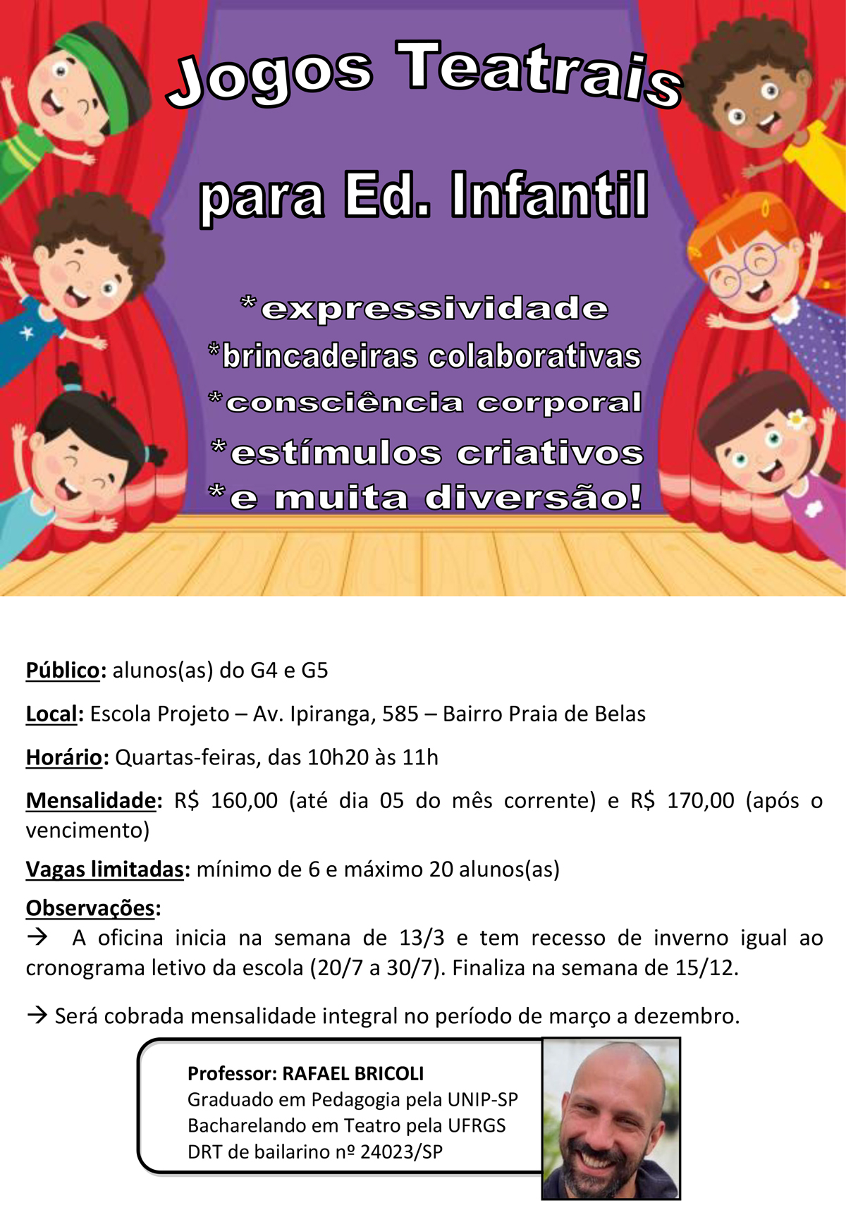 Oficina de Jogos Teatrais - online - Escola Projeto